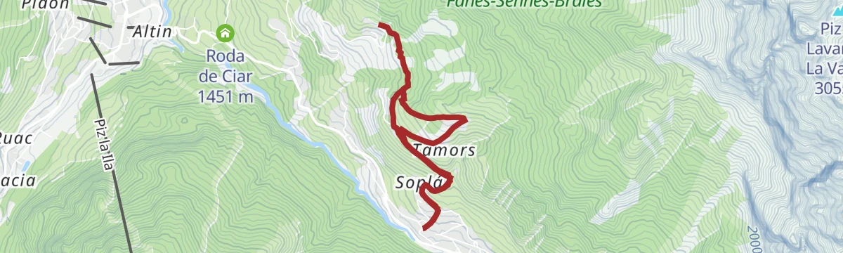 Route map: Larch wood path - Tru di lersc